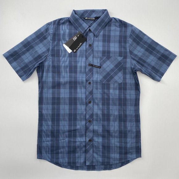 Travis Mathew Men's Howlett Button Down Shirt sz S Small Plaid Blue NWT - Picture 1 of 5